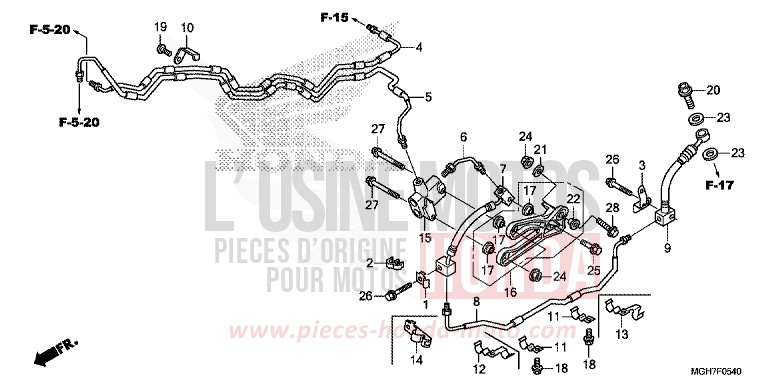 FLEXIBLE DE FREIN de VFR1200X "Crosstourer" Méca DEGITAL SILVER METALLIC (NHA30B) 2015